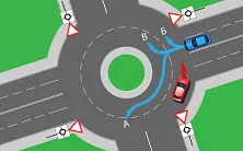 Неофициальная задача ПДД №19: По какой из указанных траекторий, исходя из требований ПДД, вы можете продолжить движение?