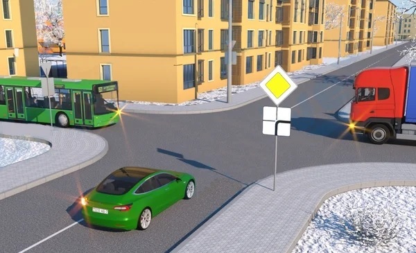 Каким по счету Зелёный автомобиль проедет перекресток?
